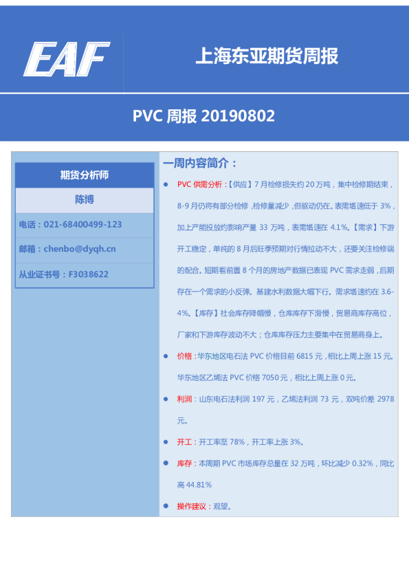 PVC周报