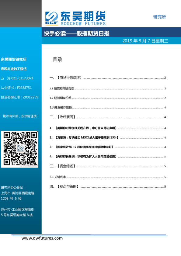 快手必读：股指期货日报