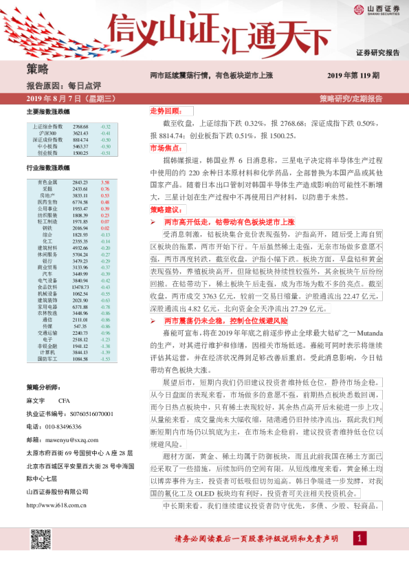 两市延续震荡行情，有色板块逆市上涨