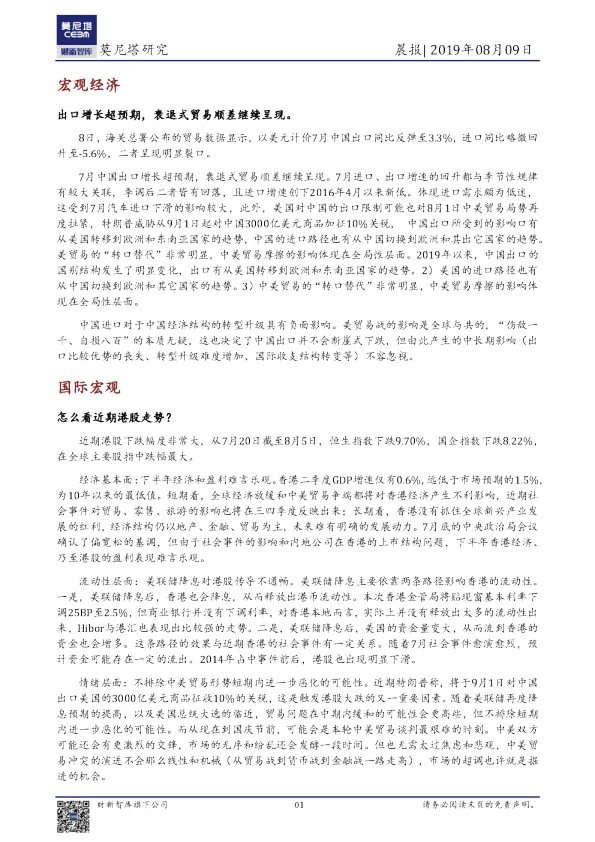 莫尼塔研究晨报