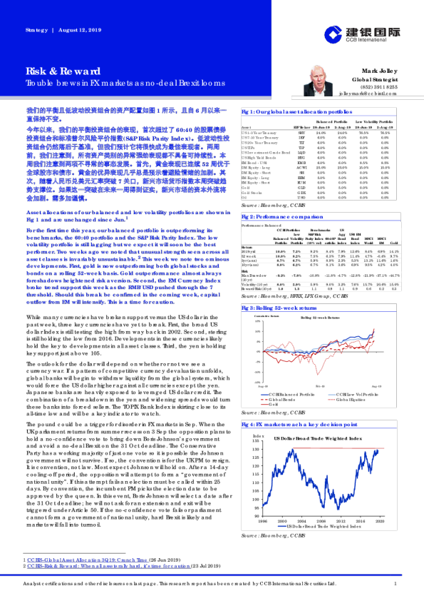Risk & Reward：Trouble brews in FX markets as no-deal Brexit looms