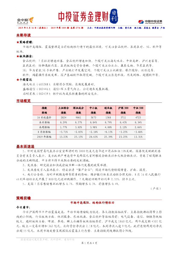 中投证券金理财日刊