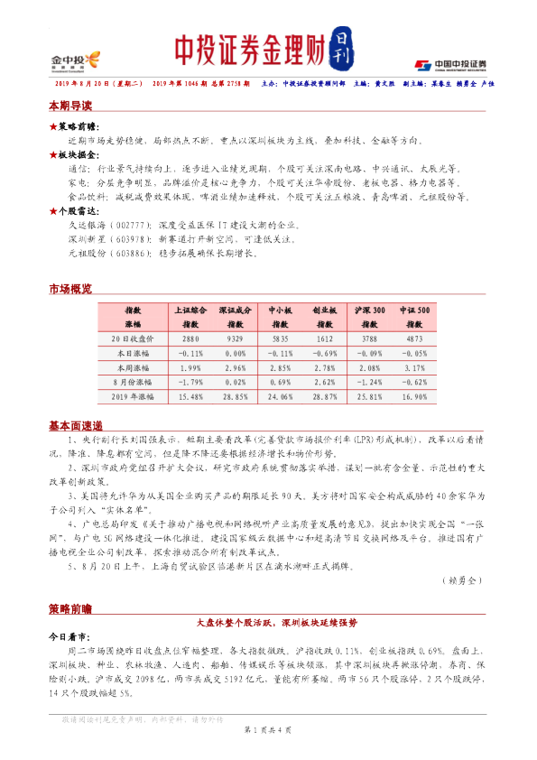 中国中投证券金理财日刊