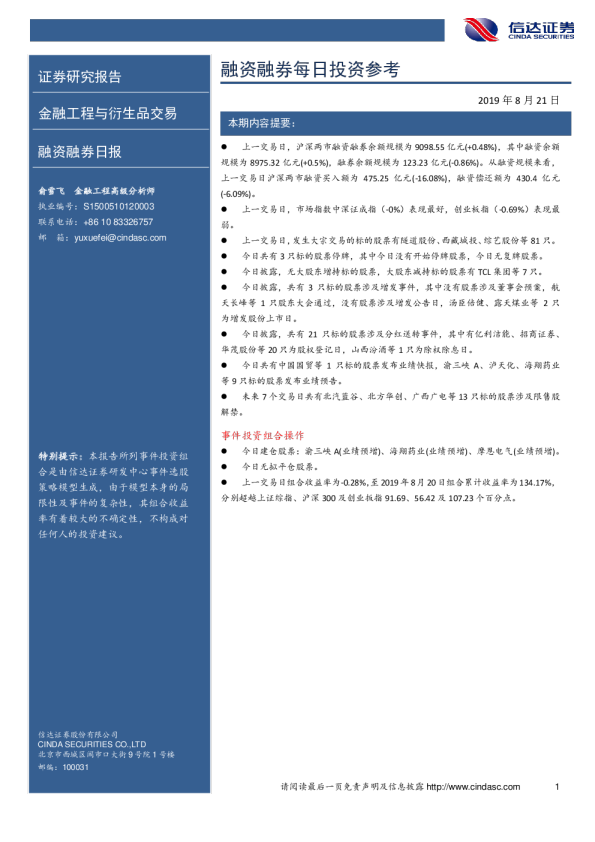 融资融券每日投资参考