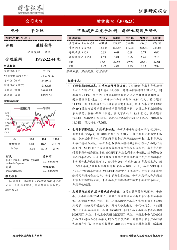 中低端产品竞争加剧，看好长期国产替代
