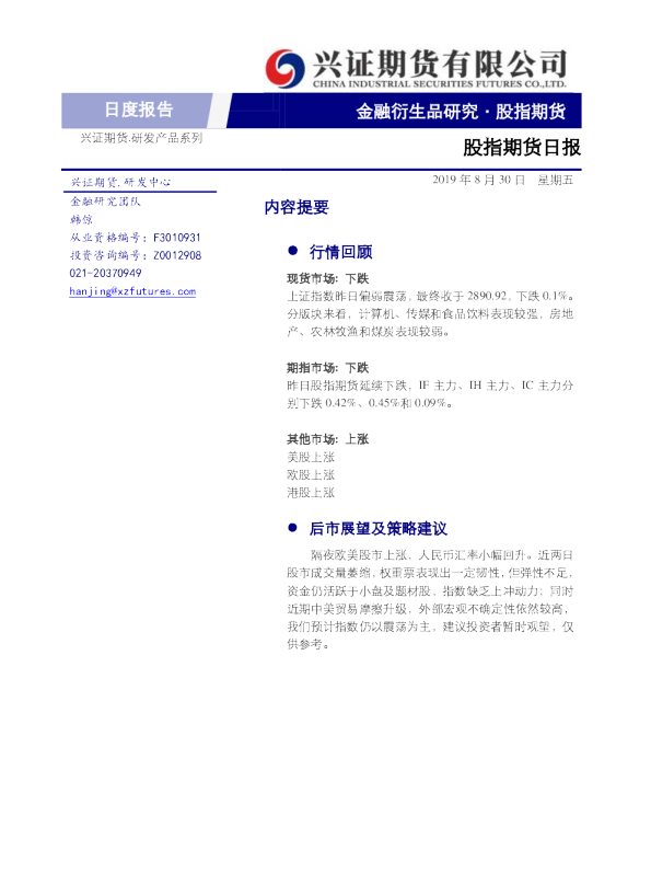 股指期货日报