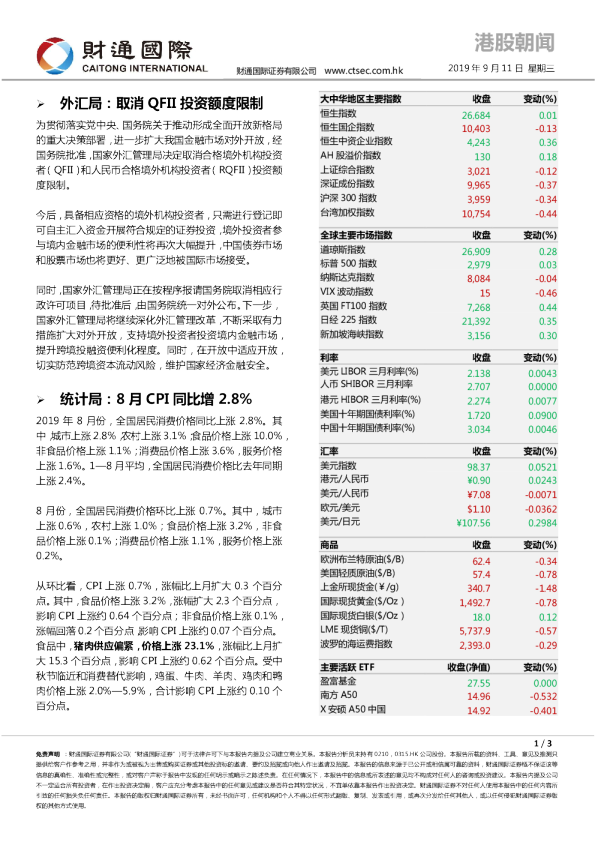 财通国际港股朝闻