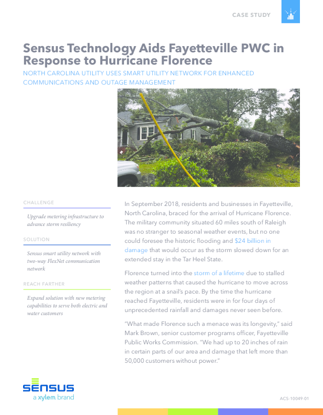 Sensus Technology Aids Fayetteville PWC in Response to Hurricane Florence
