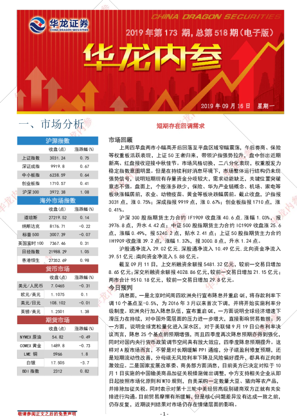 华龙证券华龙内参