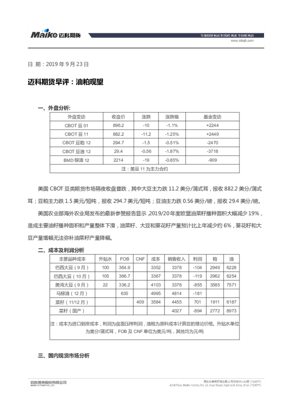 早评：油粕观望
