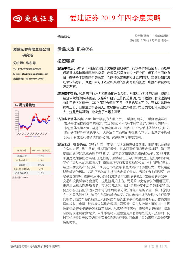 2019年四季度策略：震荡未改 机会仍在