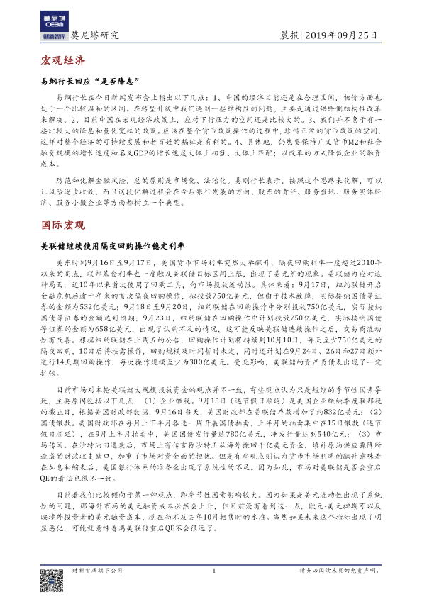 莫尼塔研究晨报