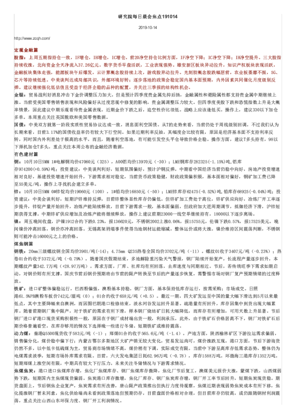 研究院每日晨会焦点