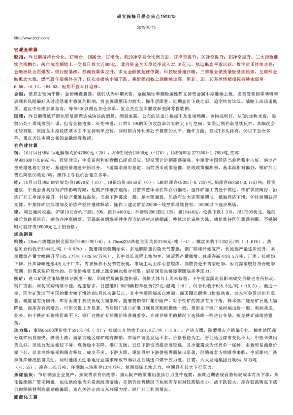研究院每日晨会焦点