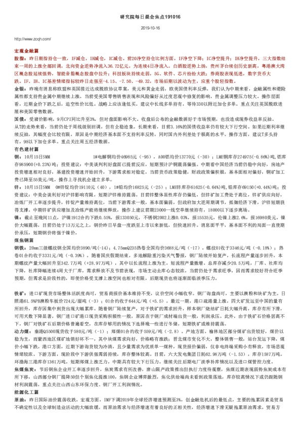 每日晨会焦点