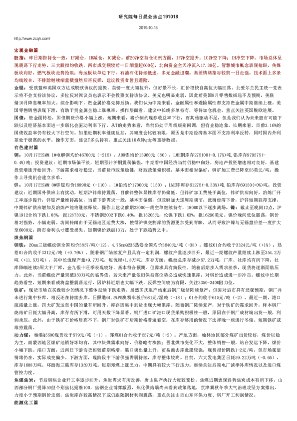 研究院每日晨会焦点