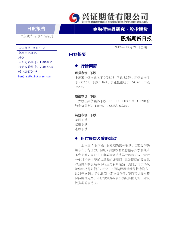 股指期货日报