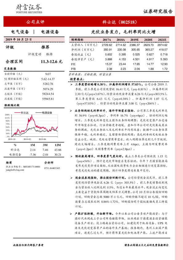 光伏业务发力，毛利率同比大增