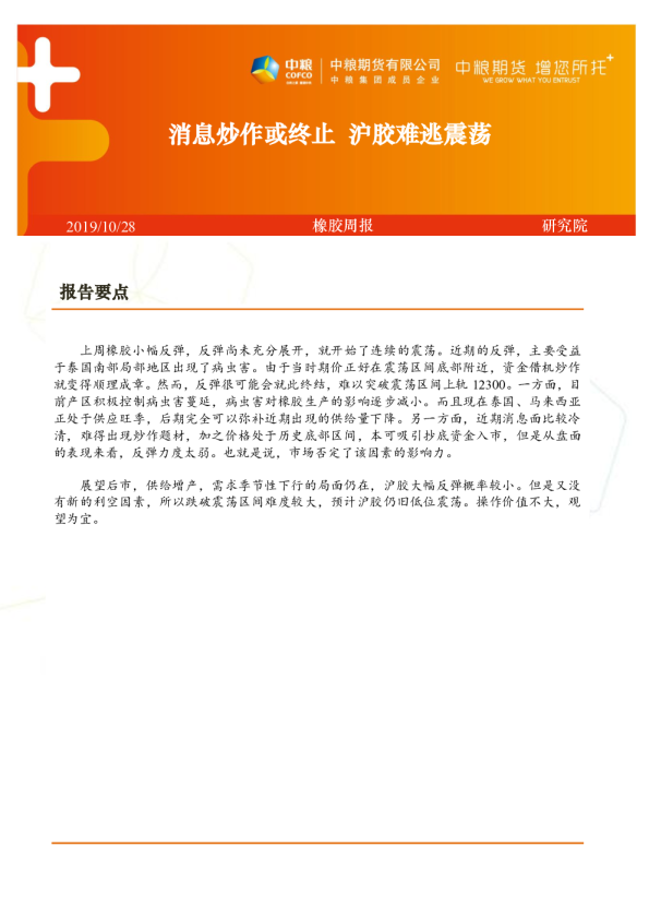 消息炒作或终止，沪胶难逃震荡