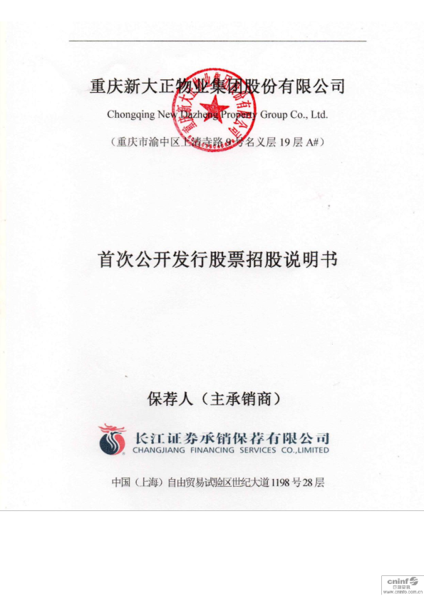 新大正：首次公开发行股票招股说明书