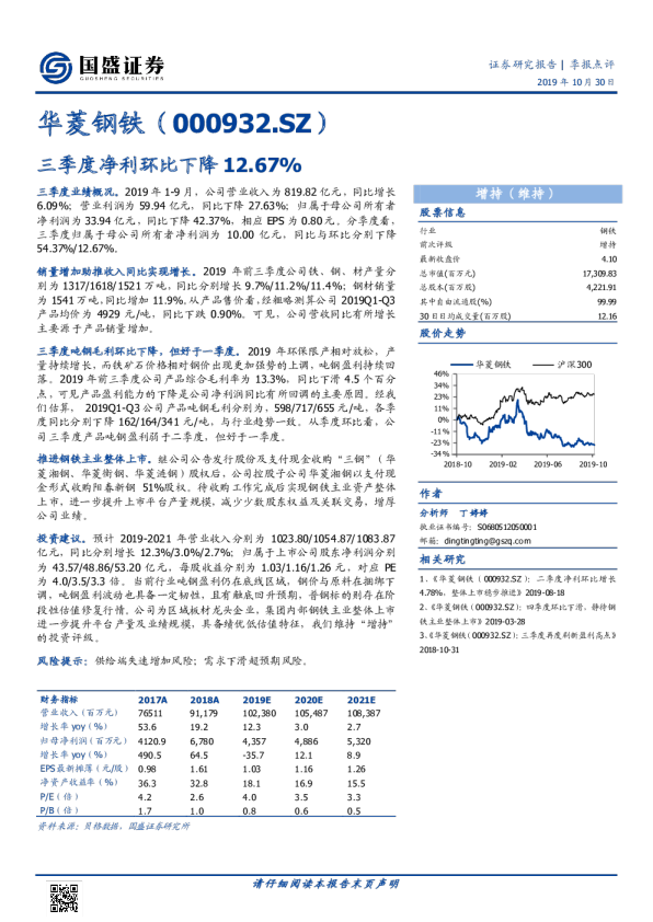 三季度净利环比下降12.67%