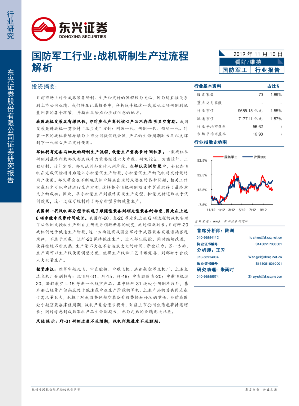 国防军工行业：战机研制生产过流程解析