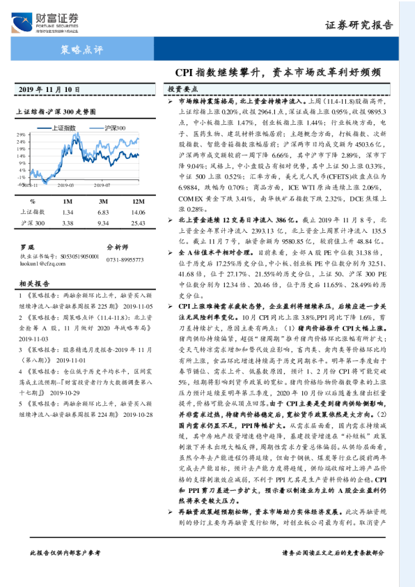 CPI指数继续攀升，资本市场改革利好频频