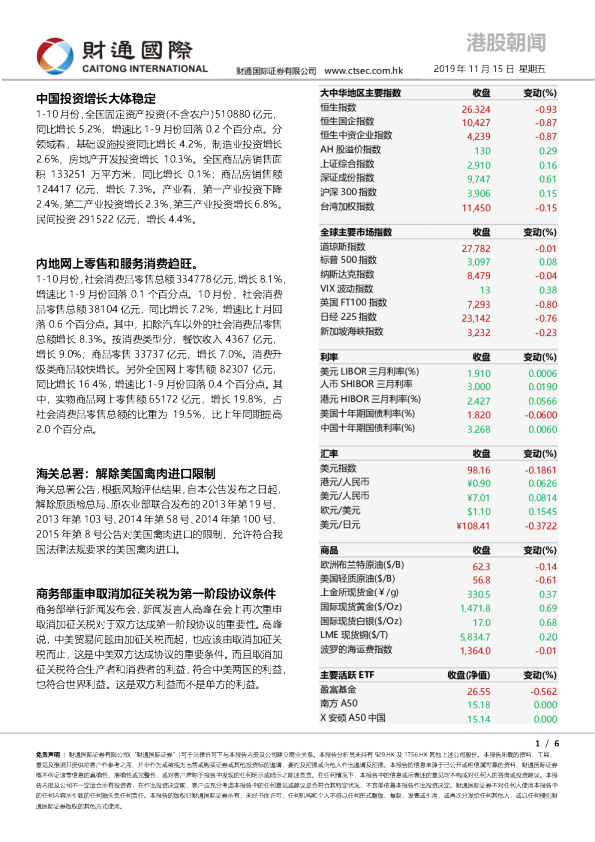 财通国际港股朝闻