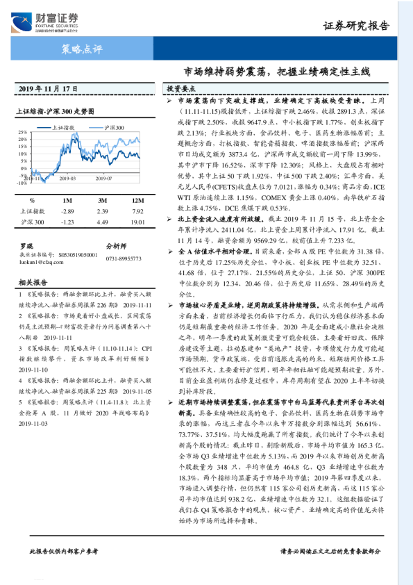 策略点评：市场维持弱势震荡，把握业绩确定性主线