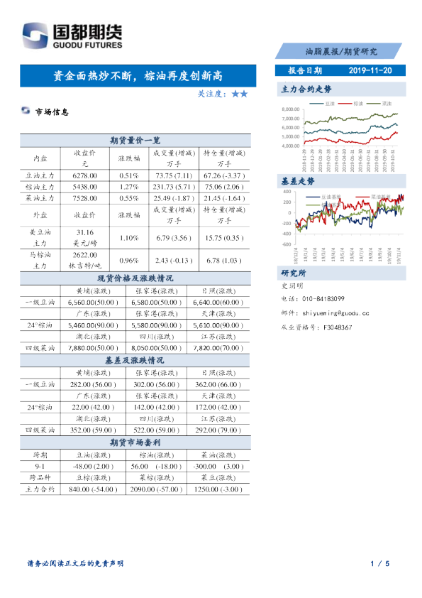 油脂晨报：资金面热炒不断，棕油再度创新高