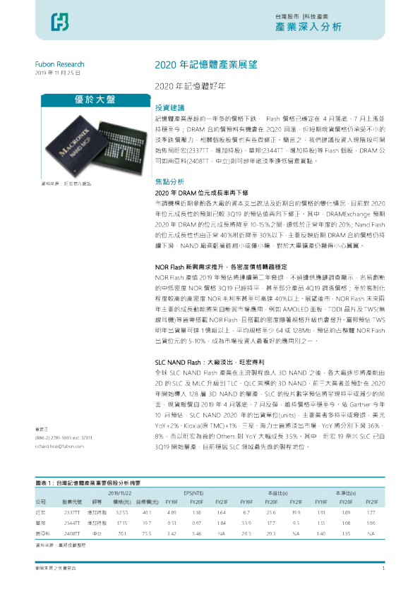2020年记忆体产业展望：2020年记忆体好年