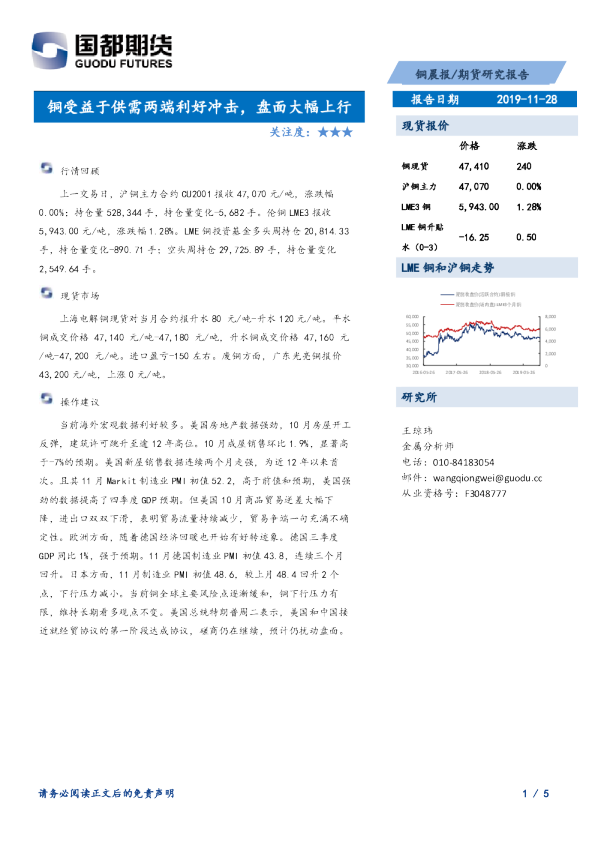 铜晨报：铜受益于供需两端利好冲击，盘面大幅上行
