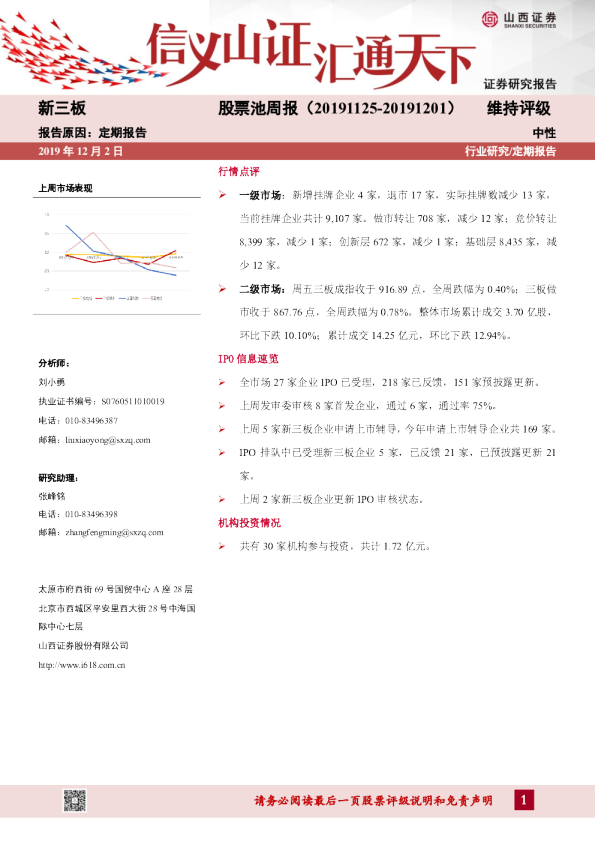 股票池周报