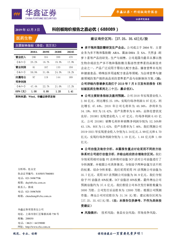 科创板询价报告