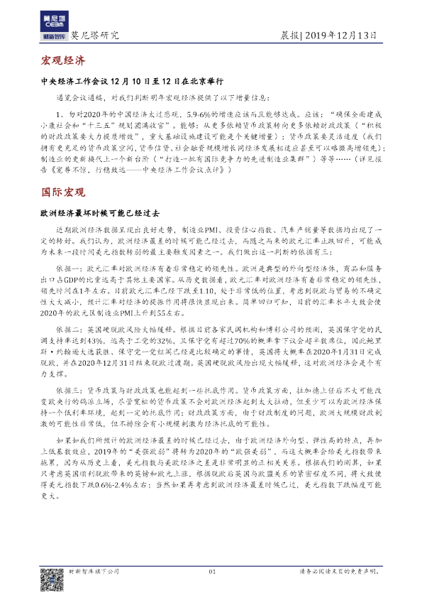 莫尼塔研究晨报