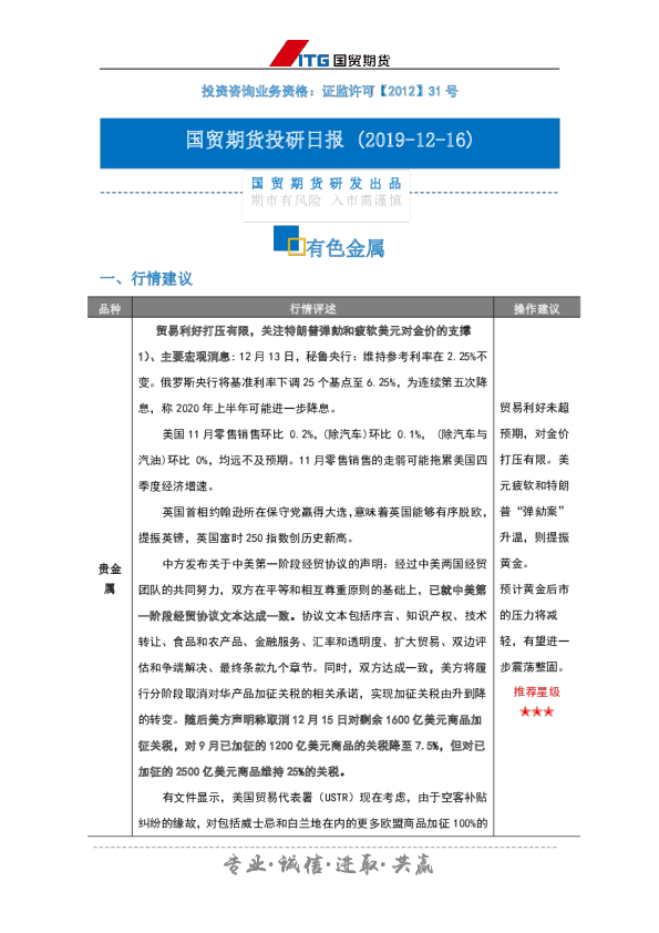 有色金属投研日报