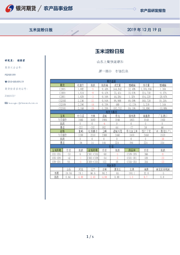 玉米淀粉日报：山东上量快速增加