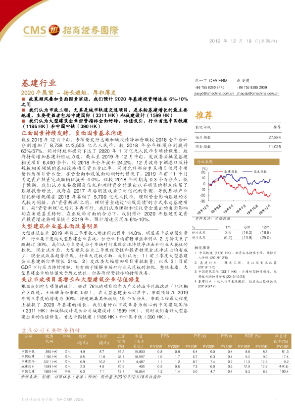 基建行业2020年展望：扬长避短，厚积薄发