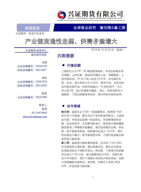 产业链流通性走弱，供需矛盾增大