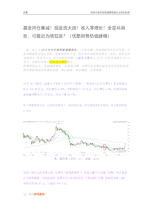 基金持仓暴减！现金流大跌！收入零增长！全是坏消息，可最近为啥狂涨？（优塾财务估值建模）