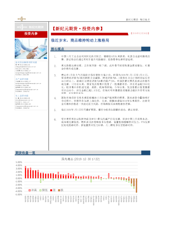 临近岁末，商品维持轮动上涨格局
