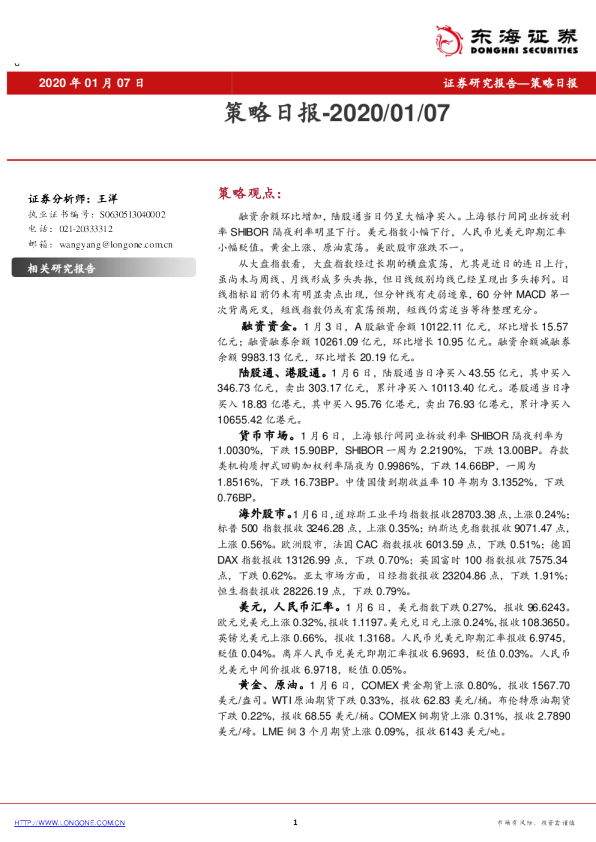 东海证券策略日报