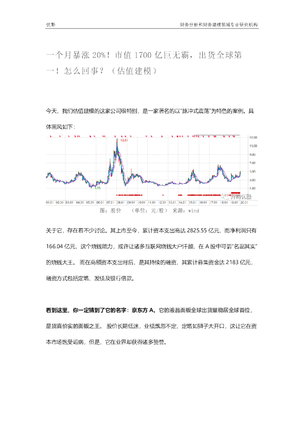一个月暴涨20%！市值1700亿巨无霸，出货全球第一！怎么回事？（估值建模）