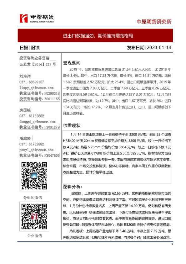 进出口数据强劲，期价维持震荡格局