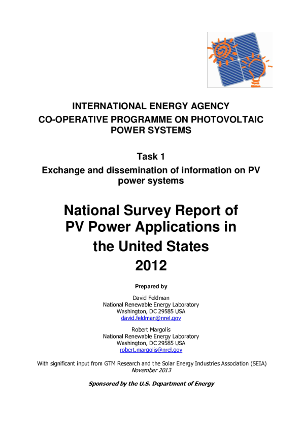 2012年美国光伏发电应用全国调查报告
