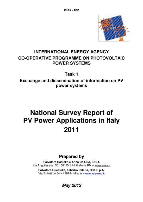 2011年意大利光伏发电应用全国调查报告