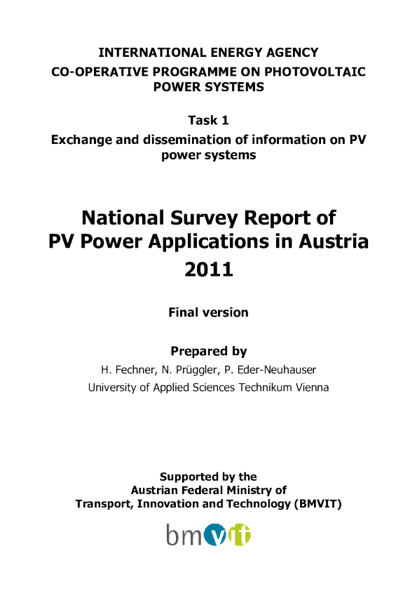 2011年奥地利光伏发电应用全国调查报告