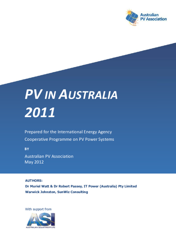澳大利亚光伏发电应用全国调查报告-2011