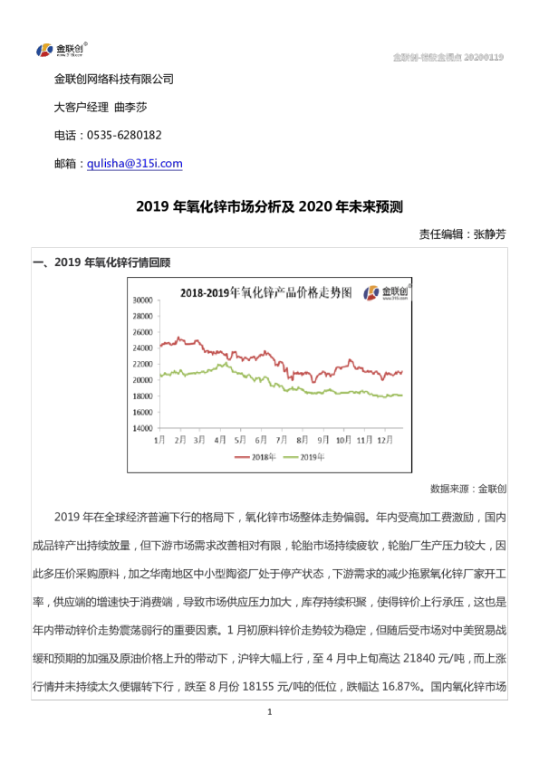 橡胶金视点：2019年氧化锌市场分析及2020年未来预测