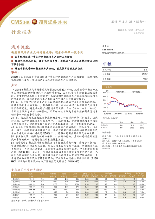汽车汽配：新能源汽车产业支持措施点评：迎来今年第一波春风